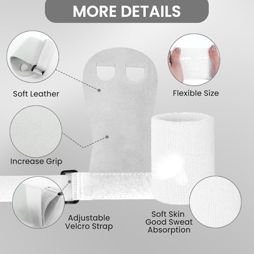Amrta Gymnastics Grips with Wristbands for Girls 2 Pair - color: White-Dark, size: Medium