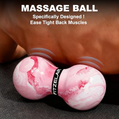 Double Lacrosse Massage Ball for Myofascial Release, Quality Certification, Massage Deep Tissue for Waist Back Feet, Trigger Point Therapy, Muscle Knots, Peanut Massage Ball for Muscle Pain