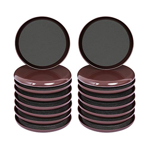Ezprotekt Furniture Sliders for Carpet, 16 Pcs 3 1/2 inch Round Reusable Furniture Moving Pads for Heavy Table Desk Bed Sofa Fridge Couch Cabinet, Move Furniture Easily & Safely! (Brown) - color: Brown, size: 3.5"