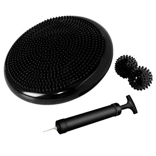 Wobble Cushion, Balance Disc, Wiggle Seat, Balance Pads for Physical Therapy, Stability Disc, Wobble Board for Dogs, Office, Sensory Kids, Classroom with Spiky Massage Ball