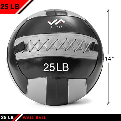 JFit Wall Ball – Premium Soft Weighted Exercise Ball for Strength, Conditioning, Gym & Home Workouts, 4-30 LB - color: Gray/Black, style: 25-Pound