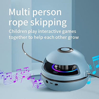 Music Jump Rope Machine, Intelligent Automatic Electric Rope Skipping Machine With Bluetooth Speaker,with LED Display Counter, Training Counting Rope Machine for Gym Party Home (blue)
