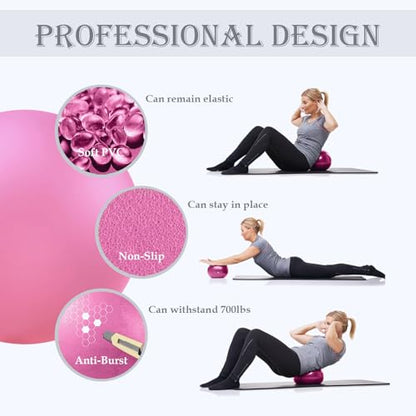PL-0003 Soft Exercise Ball, Anti-Burst Yoga Ball Chair Supports 2200lbs PL-0003 - color: Purple&Pink