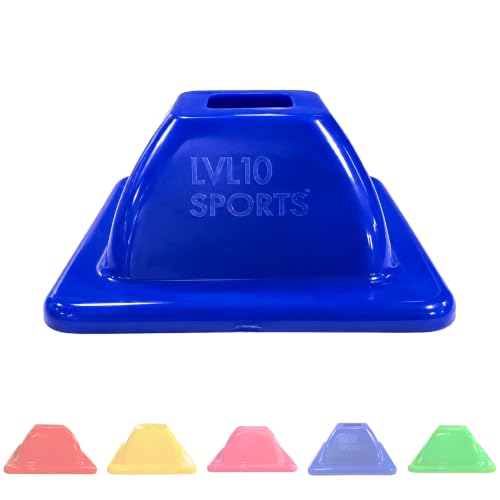 LVL10 Pro Training Cones - 2" Mini Soccer Cones for Sports Training - for Basketball, Football, Basketball and Agility Drills - Soccer Field Markers That Won't Crack, Slide or Fly - color: Blue, style: 8 Pack