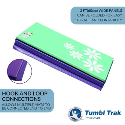 Tumbl Trak Gymnastics Folding Tumbling Panel Mat - color: Flower, size: 4'x8'x1.38"