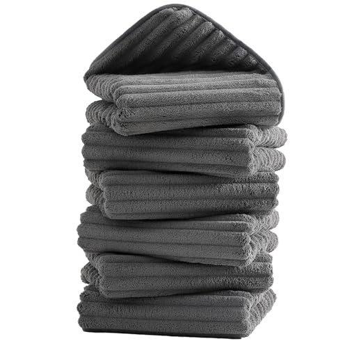 6 Pack Microfiber Hand Towels for Bathroom, 16"x30",Charcoal Gray - color: Charcoal Gray
