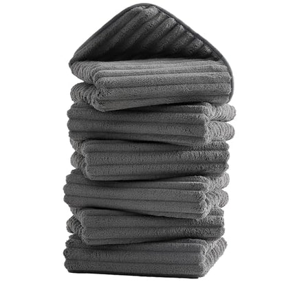 6 Pack Microfiber Hand Towels for Bathroom, 16"x30",Charcoal Gray - color: Charcoal Gray