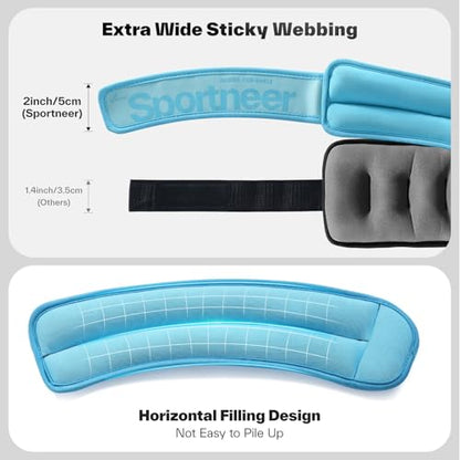 Sportneer Ankle Weights 0.5/1/2/3/5 LBS 1 Pair Wrist Leg Arm Weights for Women Men Kids Child with Adjustable Straps, Strength Weighted for Jogging Running Walking Fitness Gym Workout
