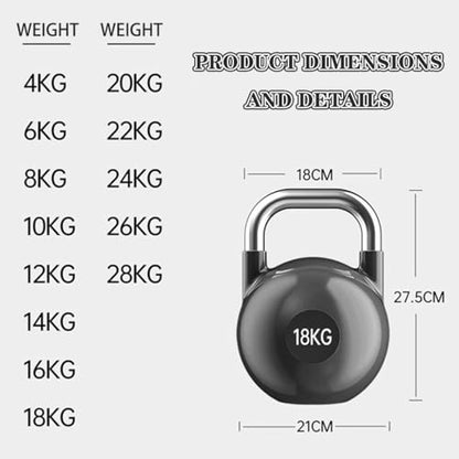 Kettlebell Weights Men's Strength Training Competitive Kettle Bells, Gym Sports Shaping Equipment, Flat Bottom, Swing/Squat/Jerk(Dark green-10kg)