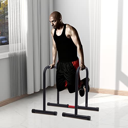 Dip Bar Heavy Duty Dip Stands Adjustable Fitness Workout Parallel Bars for Tricep Dips, Pull-Ups, Black, 440 LBS Loading Capacity