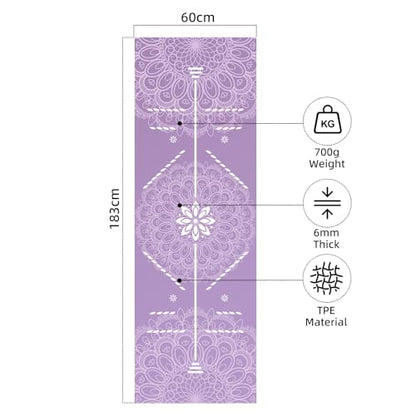 FOLAI Extra Thick Yoga Mat 6mm，pilates mat thick - Non-Slip Exercise Mat for HIIT, Pilates & Home Workouts & Workout with Free Carry Strap - color: body line purple