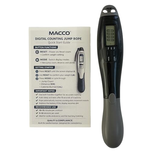 Cordless Digital Jump Rope (2 Handles) – Adjustable Counter, Low Impact Fitness Tool for Home, Rehab & Beginners – Tracks Jump Count & Effort – Unisex by MACCO