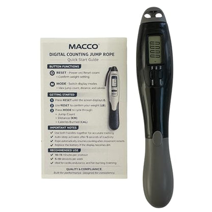 Cordless Digital Jump Rope (2 Handles) – Adjustable Counter, Low Impact Fitness Tool for Home, Rehab & Beginners – Tracks Jump Count & Effort – Unisex by MACCO