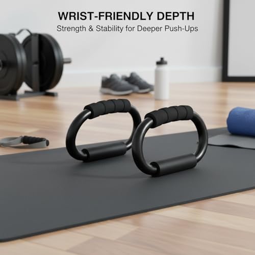 S-Shape Push Up Bars with Foam Grips, Steel Frame Wrist-Friendly Stands for Home Gym Strength Training (1 Pair)