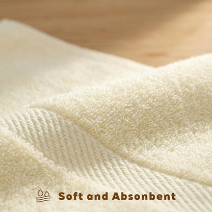 Extra Large Hand Towels for Bathroom - 4 Pack 100% Cotton Bath Towel Set 40 x 20 Inches, Larger & Lighter Weight, Quicker to Dry, Super Soft and Absorbent, Beige Hand Towels Perfect for Bathroom - color: Beige