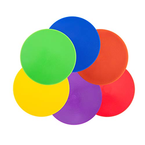 4 inch/9 Inch Colored Poly Spot Marker 12 Pcs, Non-Slip Rubber Agility Markers Flat Field Cones Floor Dots for Football, Basketball Training Markers, Dance Practice and Drills with Flat Cones Points - style: PVC 9.8 inch 12 Pcs