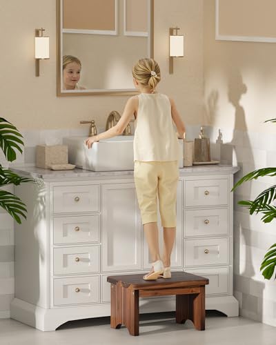 Wooden Step Stool, 9in One Step Stool for Adults, Wooden Beside Step Platform with 550 Load Capacity, Heavy Duty/Portable/Nonslip/Durable Construction Safe Step Support for Bedroom/Home Kitchen