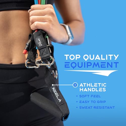 Xeela Full Body At Home Workout Equipment with 3-Month Digital Guide Included, Quality Portable Fitness Equipment with Jump Rope, Resistance Bands with Handles, Ankle Straps for All Fitness Levels