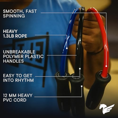 Elite Jumps Muay Thai 2.0 Weighted Jump Rope - Designed for High-Intensity Training, Muay Thai, & MMA Workouts - Heavy 1.3lb PVC Jump Ropes for Fitness - color: Matte Black - 10FT