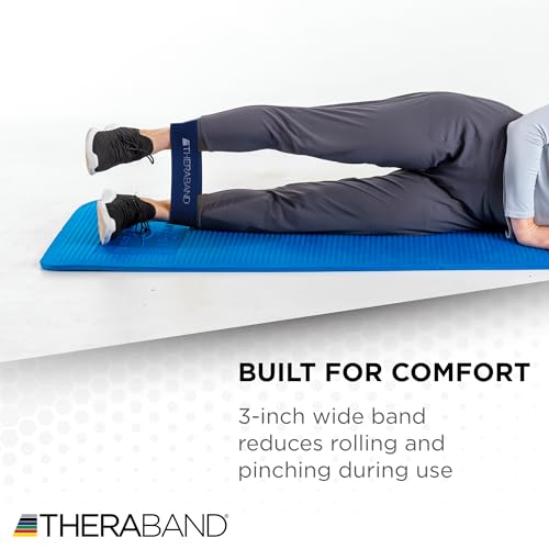 THERABAND Resistance Band Loop, Professional Latex Mini Band for Lower Pilates, Crossfit, Yoga, Stretching, Physical Therapy, Strength Training no Weights, 8 Inch, Blue, Extra Heavy, Advanced Level 1 - color: Blue - Extra Heavy, size: 8 Inch