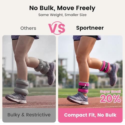 Sportneer Ankle Wrist Weights for Women Men, Pair of 1/2/4/6/10 LB Wearable Leg Arm Weights for Walking, Running, Pilates, Strength Training, Physical Therapy & Home Fitness