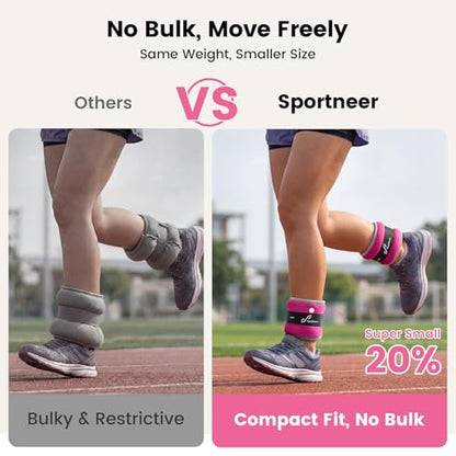 Sportneer Ankle Wrist Weights for Women Men, Pair of 1/2/4/6/10 LB Wearable Leg Arm Weights for Walking, Running, Pilates, Strength Training, Physical Therapy & Home Fitness