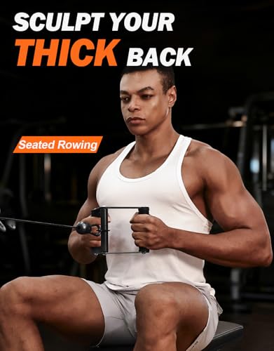 Double D Row Handle Cable Attachments for Gym, Non-Slip V Bar Attachment for Home Gym Equipment, T Bar Row Attachment for Back Training, LAT Pulldown Attachments and Cable Machine Attachment