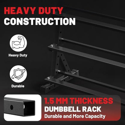 PAPABABE Hex Dumbbell Set with Rack, Rubber Encased Free Weight with Weight Storage Racks, Multiple Weight Options for Home Gym and Fitness