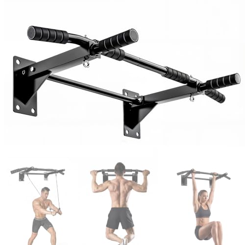 Wall Mounted Pull Up Bar, 4 Grip Positions, 2 Suspension Anchors