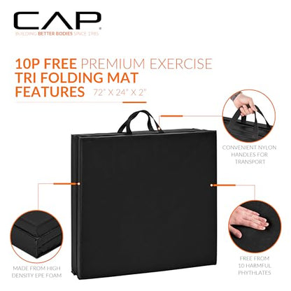 CAP Barbell All Purpose Folding Anti Tear Exercise Training Aerobic Fitness Gym & Gymnastics Balance Mat | Multiple colors - color: Black, style: 6' x 2' x 2.0" Thick
