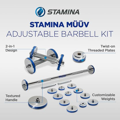 müüv Adjustable Dumbbell & Barbell Set for Home Gym - size: Barbell and Dumbbell Set