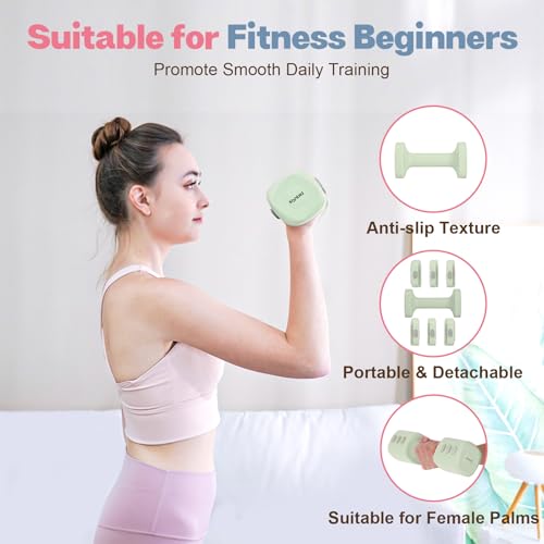 kisnbld Adjustable Dumbbell Set of 2, 4 in 1 Free Weights Dumbbells Set for Women with Fast Adjustment, Each 2lb 3lb 4lb 5lb Hand Weights Set for Home Gym & Outdoor Exercise Training - color: Green, style: Pair