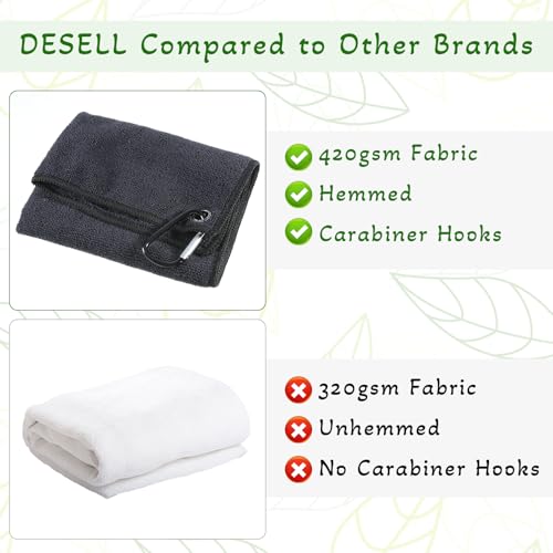 2 Pack Black Golf Towel with Carabiner Clip 12" X 12" Microfiber Waffle Pattern GolfRag GolfTowel with Clip for Cleaning GolfBall Club Putter Iron for Golf Bag Trolly Belt Loop
