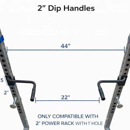 Valor Fitness Power Rack Dip Handle Attachments with Multiple Fits - Options Compatible with 2" & 2.5" Uprights and 3" Rigs with 1" Hole - Strength Training Accessory