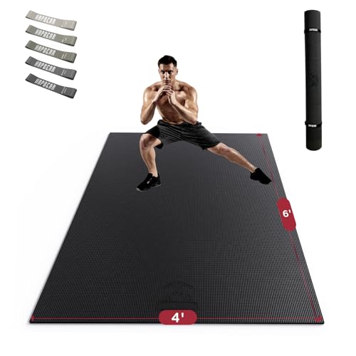 HAPBEAR Large Exercise Mat-7'x5'/6'x8'/6'x9'/6'x10'/6'x12'x8mm(1/3"),Non-Slip, Ultra Durable, Thick Workout Mat for Home Gym Flooring Cardio, Yoga for Fitness, High-Density, Shoes-Friendly