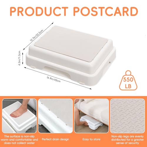 Shower Bath Step Stackable Bathtub Non Slip Safety Step Stool, Indoor/Outdoor Handicap Wideing Hands Free Platform Medical Portable Stack-Able, for High Beds, Kitchens,Bathroom.