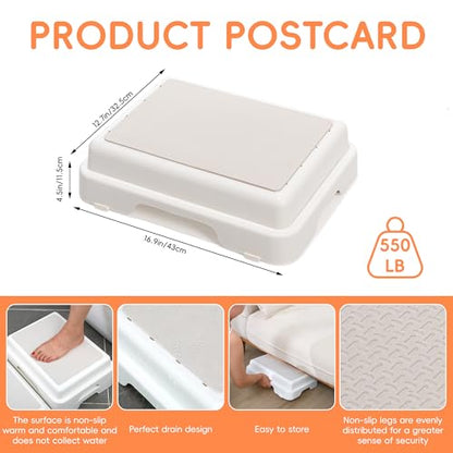 Shower Bath Step Stackable Bathtub Non Slip Safety Step Stool, Indoor/Outdoor Handicap Wideing Hands Free Platform Medical Portable Stack-Able, for High Beds, Kitchens,Bathroom.