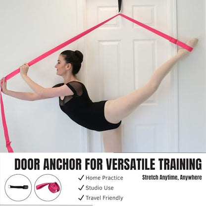 Danzcue Ballet Stretch Strap Set – Professional Dance Flexibility Trainer with Door Anchor, Extra Long Non-Slip Stretching Bands for Ballet, Jazz, Contemporary & Gymnastics