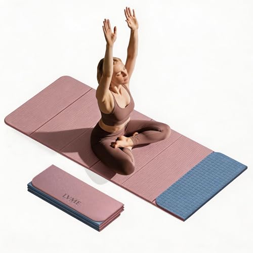 Foldable Yoga Mat 0.32 inches Thick(8mm), SGS Certified POE Material | Non Slip, 71 x 24 inches, Foldable for Travel, Pilates, Camping, Environmental Sports Mat, Odorless