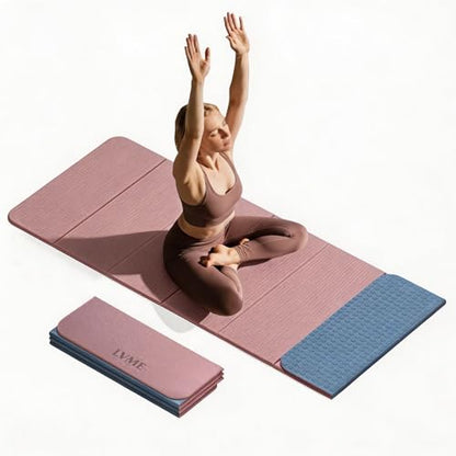 Foldable Yoga Mat 0.32 inches Thick(8mm), SGS Certified POE Material | Non Slip, 71 x 24 inches, Foldable for Travel, Pilates, Camping, Environmental Sports Mat, Odorless