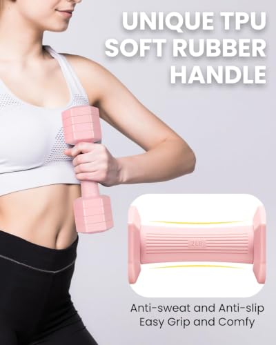 Adjustable Dumbbell Set, 4-in-1 Hand Weights, 5/6 LB Pair for Women Men - color: Pink, style: 10 lbs Pair [5 lbs Each]