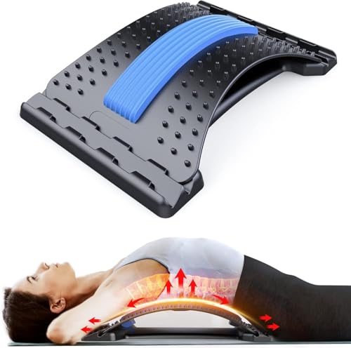 Back Stretcher for Lower Back Pain Relief with 3-Level Adjustable Lumbar Support Board for Spine Decompression, Scoliosis, Sciatica, Alignment, Flexibility and Comfort