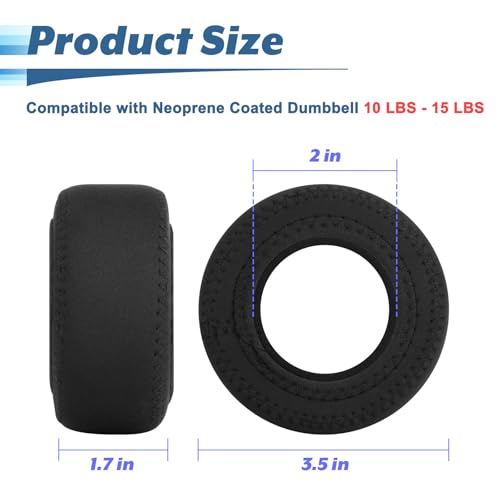 Cosmos 4 Pcs Neoprene Dumbbell Head Ends Protector Cover Wrap - Hand Weight Stretchy Ends Cover Barbell Wrap Sleeve Compatible with DOHL Neoprene Coated Dumbbell 10-15 LBS, Covers Only