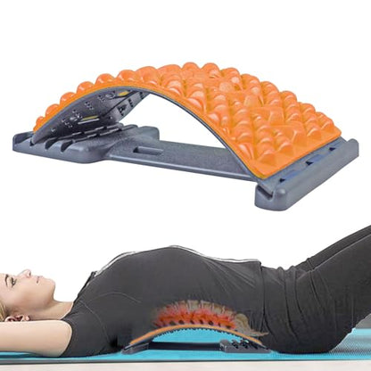 Back Stretcher for Lower Back Pain Relief - 4 Level Adjustable Spine Decompression & Cracking Device, Lumbar Support for Sciatica, Scoliosis and Posture Correction (Orange)