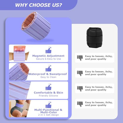 Magnetic Wrist Ankle Weights – Adjustable Ankle and Wrist Weights for Women & Men – 2 Pack (1LB Each) Stackable Magnetic Silicone Arm Bands Non-Slip, Waterproof, Easy Wear – Ideal for Pilates, Yoga, Running & Walking - color: Pink-Purple