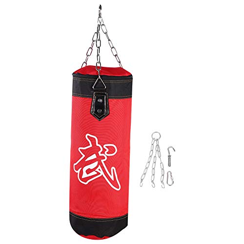 Heavy Punching Bag,Training Boxing Bag with Chain for Adults Men Women(Empty) - color: Red, size: 60cm