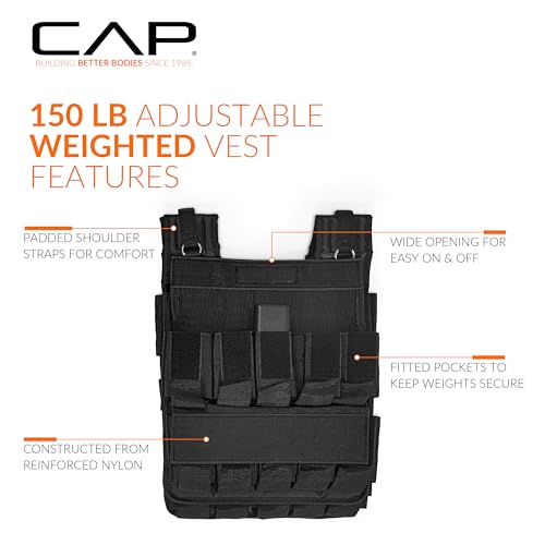 CAP Adjustable Weighted Vest 20–150 lbs for Strength Training, Running & Workouts, Weight Vest for Men & Women, Fitness Training Vest - style: 150lbs
