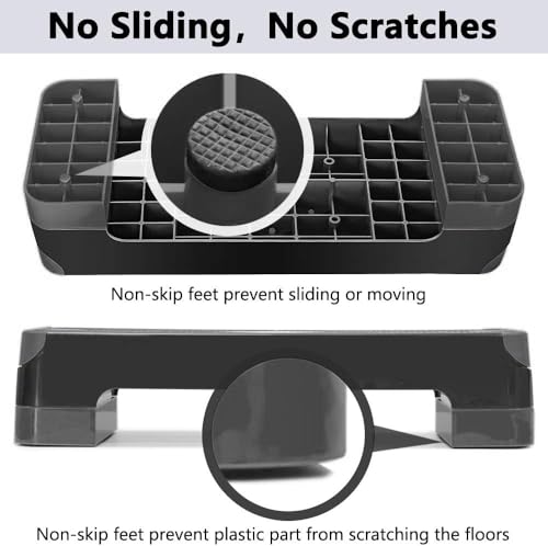 Adjustable Workout Aerobic Stepper, Aerobic Exercise Step Platform with 2 Risers, Exercise Step Deck for Fitness, 26.5" Trainer Stepper with Non-Slip Surface Home Gym & Extra Risers Options - color: Dark Gray