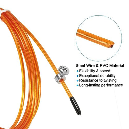 PATIKIL Speed Jump Rope Replacement Cable Professional Skipping Rope Steel Wire Replace for High Speed Jump Ropes - color: Orange