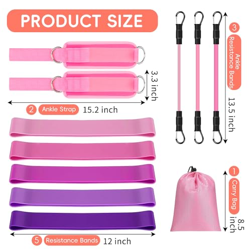 11 Pcs Ankle Resistance Bands with Cuffs, Glutes Workout Ankle Weights for Women Working Out, Exercise Bands Set with Ankle Straps for Leg Butt Exercise Equipment - Perfect for Home Workouts